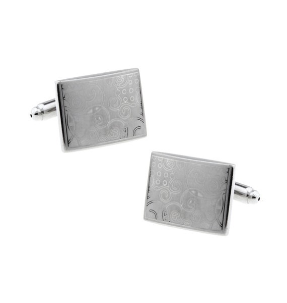 Silver Printed Floral Square Cufflinks