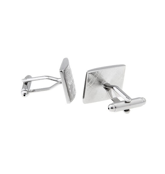 Gemelos Cuadrado Estampado Floral Plateado