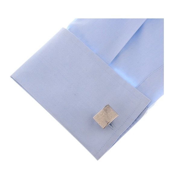 Silver Printed Floral Square Cufflinks