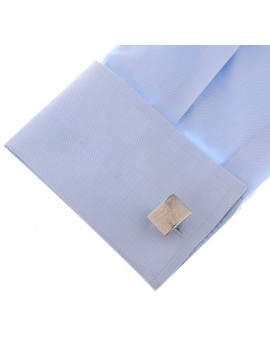 Gemelos Cuadrado Estampado Floral Plateado