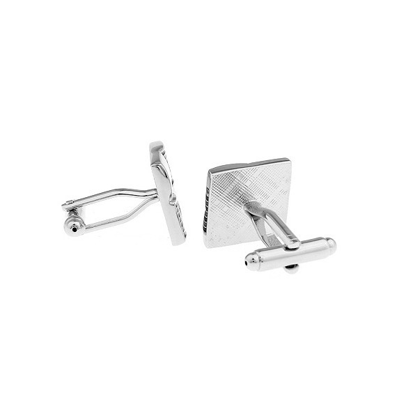 Silver and Blue Ribbed Checker Cufflinks