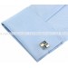 Silver and Blue Ribbed Checker Cufflinks
