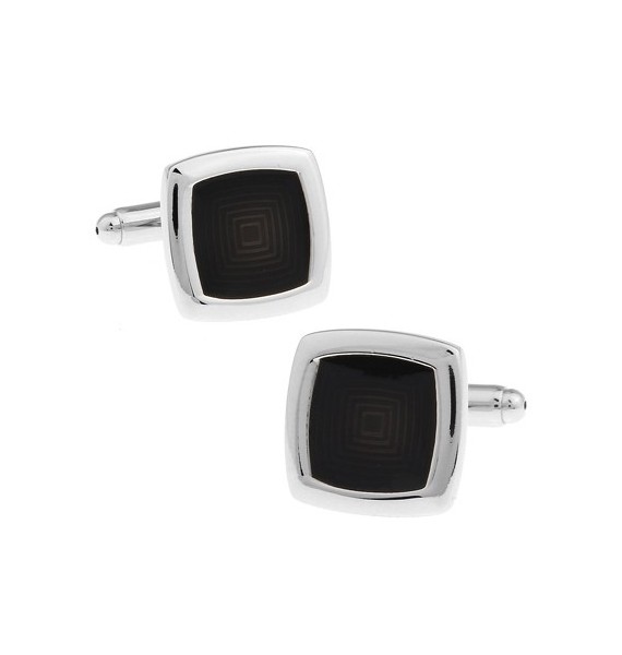 Black Rounded Edge Square Cufflinks 