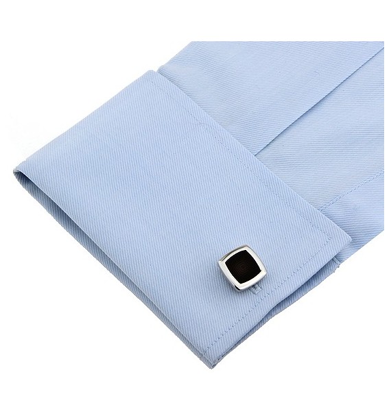 Black Rounded Edge Square Cufflinks 