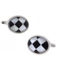 Onyx and Mother of Pearl Checker Oval Cufflinks