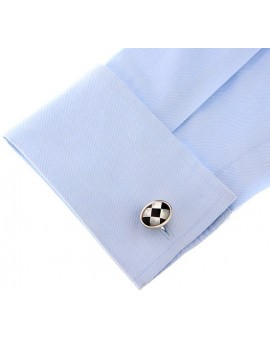 Onyx and Mother of Pearl Checker Oval Cufflinks 2