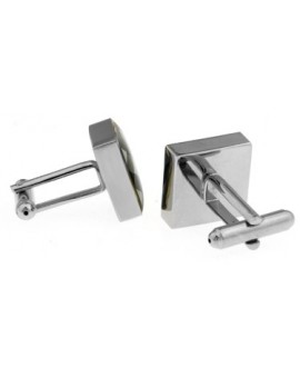 Black and White Onyx Square Tartan Cufflinks 