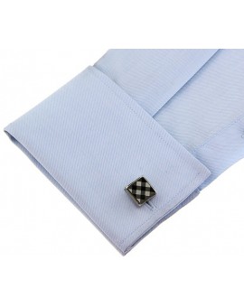 Black and White Onyx Square Tartan Cufflinks 