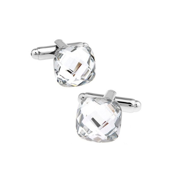 Big Diamond Cut Crystal Cufflinks 