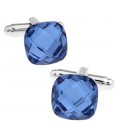 Big Blue Diamond Cut Crystal Cufflinks 