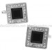 Black Crystal in White Crystal Frame Cufflinks 