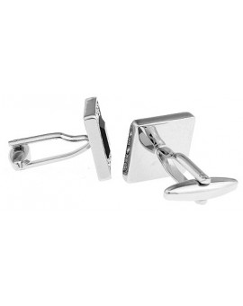 Black Crystal in White Crystal Frame Cufflinks  2