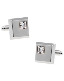 White Crystal Cufflinks 