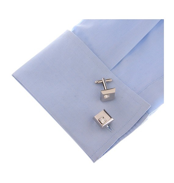 White Crystal Cufflinks 
