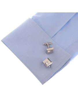 White Crystal Cufflinks 