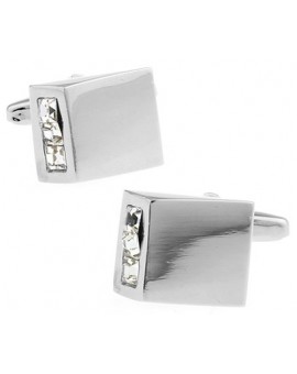 White Crystal Wedge Cufflinks 