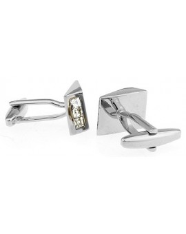 White Crystal Wedge Cufflinks  2