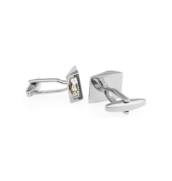 White Crystal Wedge Cufflinks 