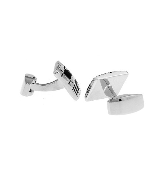 Black Crystal Ribbed Square Cufflinks 