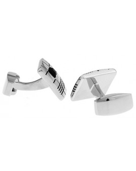 Black Crystal Ribbed Square Cufflinks 
