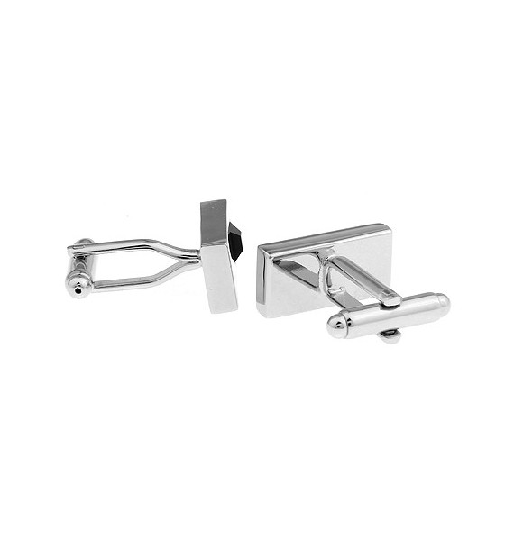 Black Crystal Rectangle Cufflinks 