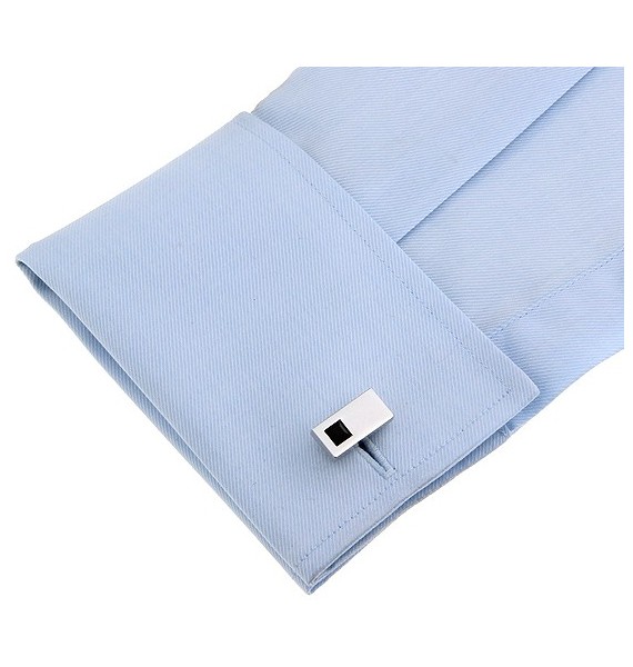 Black Crystal Rectangle Cufflinks 