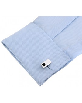 Black Crystal Rectangle Cufflinks 