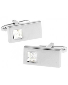 White Crystal Rectangle Cufflinks 