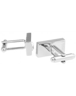 White Crystal Rectangle Cufflinks  2