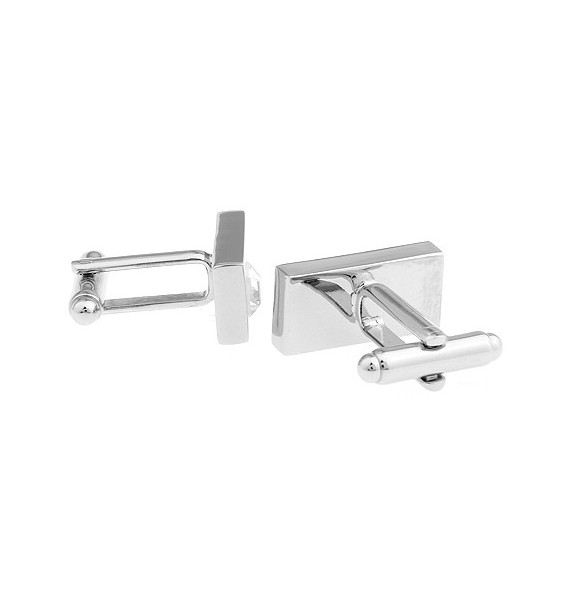 White Crystal Rectangle Cufflinks 