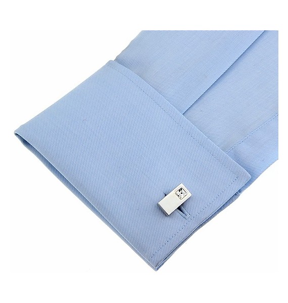 White Crystal Rectangle Cufflinks 
