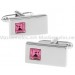 Pink Crystal Rectangle Cufflinks 
