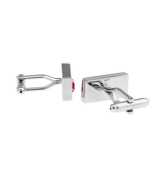 Pink Crystal Rectangle Cufflinks 