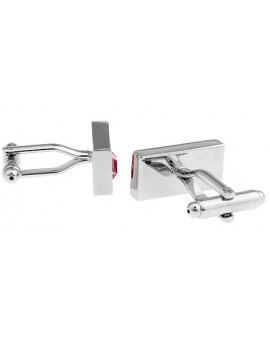 Pink Crystal Rectangle Cufflinks 