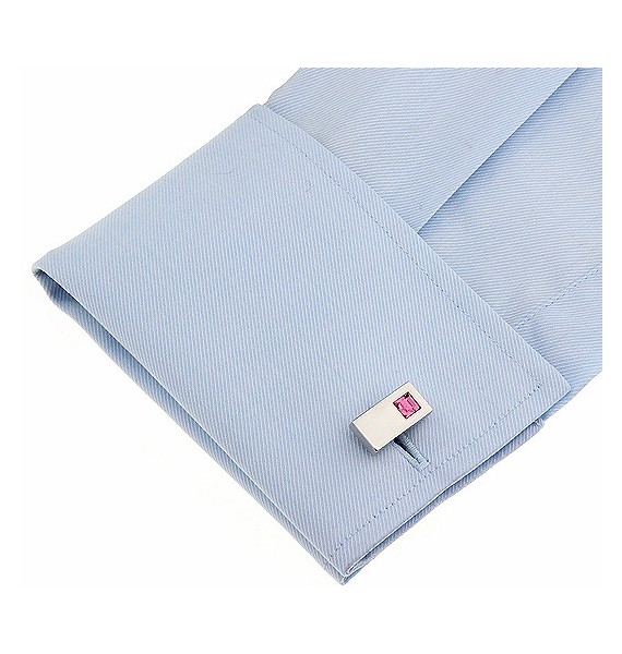 Pink Crystal Rectangle Cufflinks 