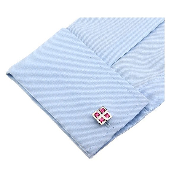 Pink Checkered Cufflinks 