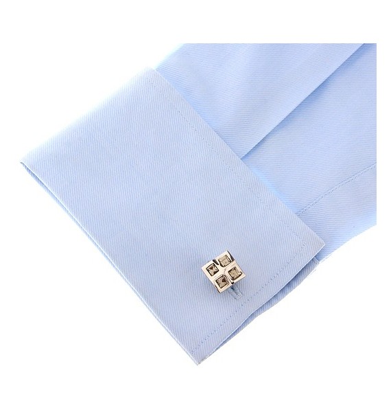 Grey Checkered Cufflinks 