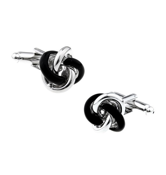 Black and Plated Knot Cufflinks 