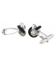 Black and Plated Knot Cufflinks 