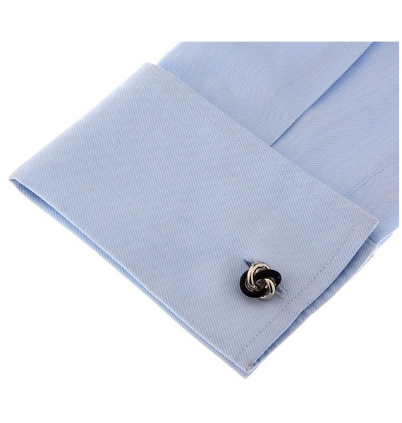 Black and Plated Knot Cufflinks 