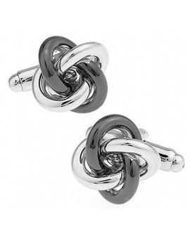 Gemelos Nudo Plateado y Gris