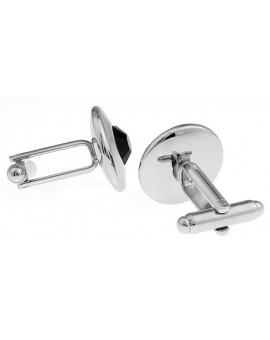 Black Crystal Round Cufflinks 