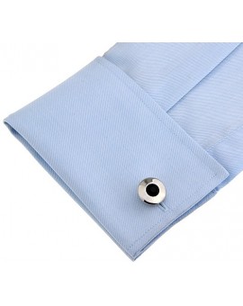 Black Crystal Round Cufflinks 