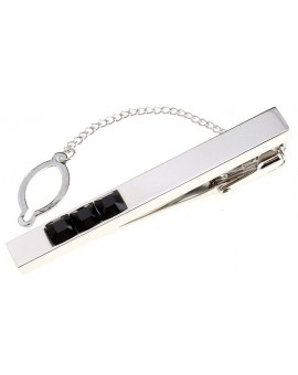 Black Crystal Row Tie Bar 