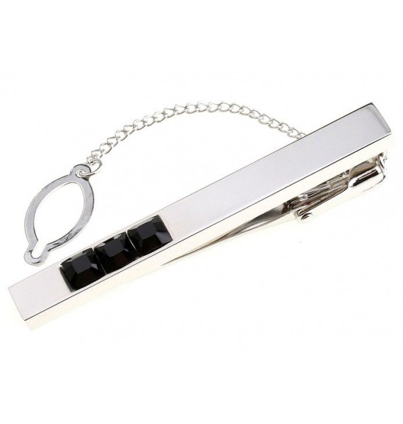 Black Crystal Row Tie Bar 