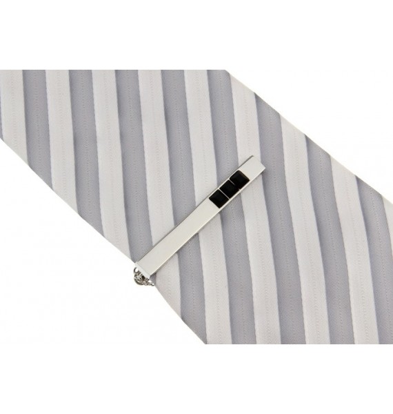 Black Crystal Row Tie Bar 