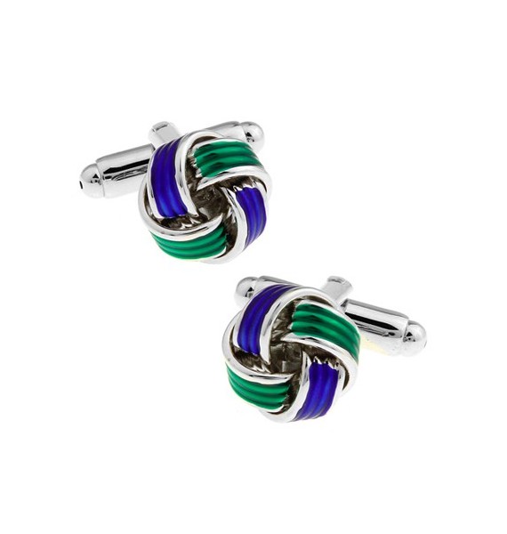 Blue and Green Knot Cufflinks 