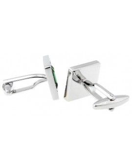 Fuchsia Crystal in White Crystal Frame Cufflinks  2