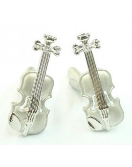 Silver Plated Violin Cufflinks 