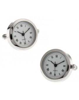 Round Silver Watch Cufflinks